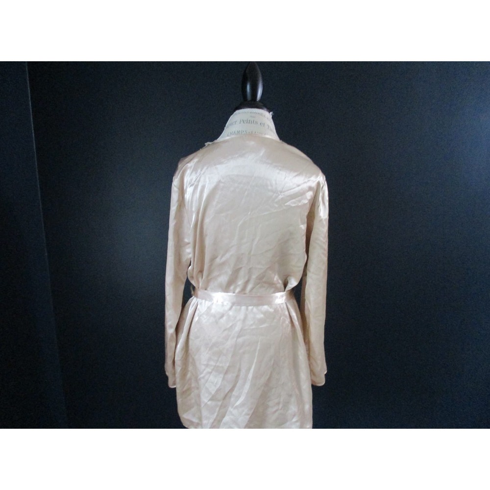Vintage Flora Nikrooz Champagne Satin Lace Robe Size Small Medium - Picture 2 of 9